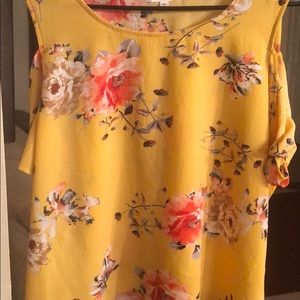 Yellow cold shoulder shirt